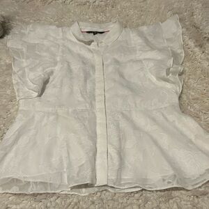 Isaac Mizrahi White Floral Blouse